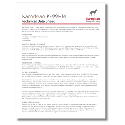 Karndean K-99 HM adhesive install guide