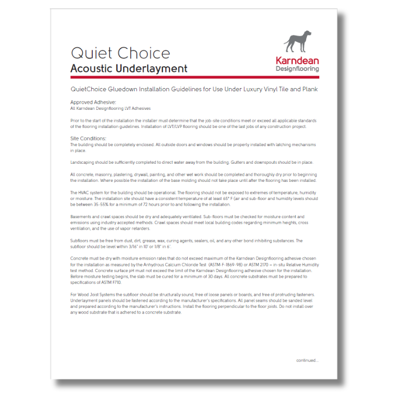 QuietChoice underlayment install guide