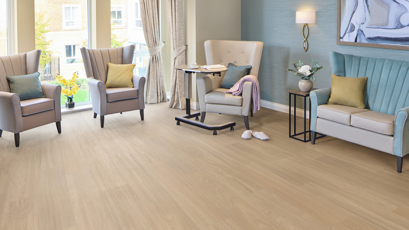 Mosel Oak luxury vinyl floors in a healthcare sitting room
