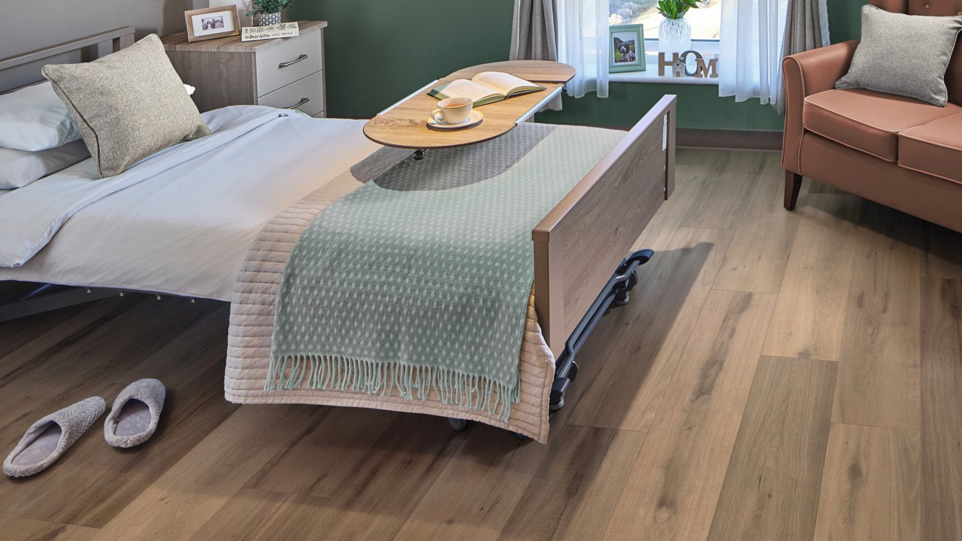 Vermeer Oak lvp wood floors bring warmth to a patient room