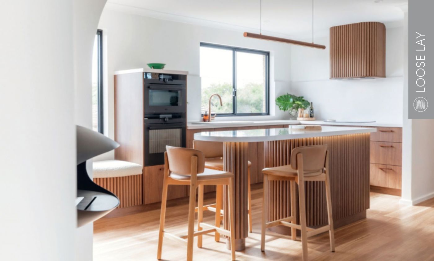 LooseLay Lemon Spotted Gum in a luxury kitchen