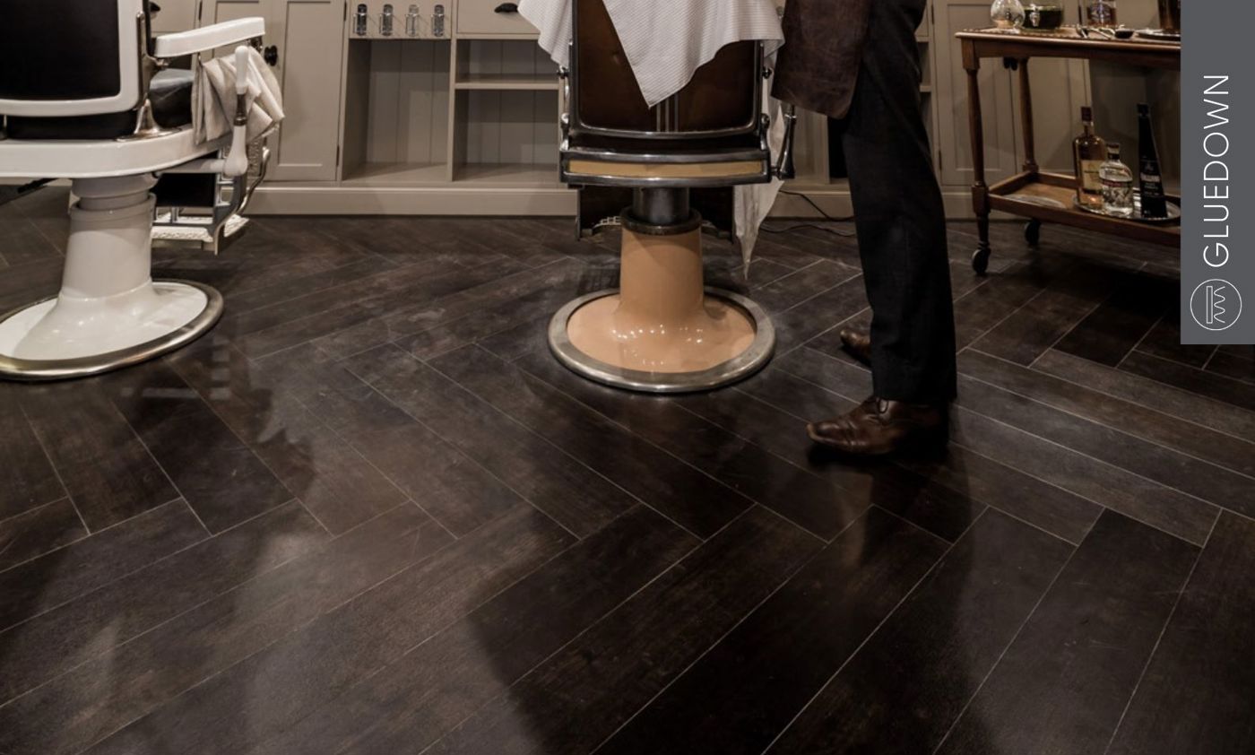 Opus dark LVT for commercial berbershops