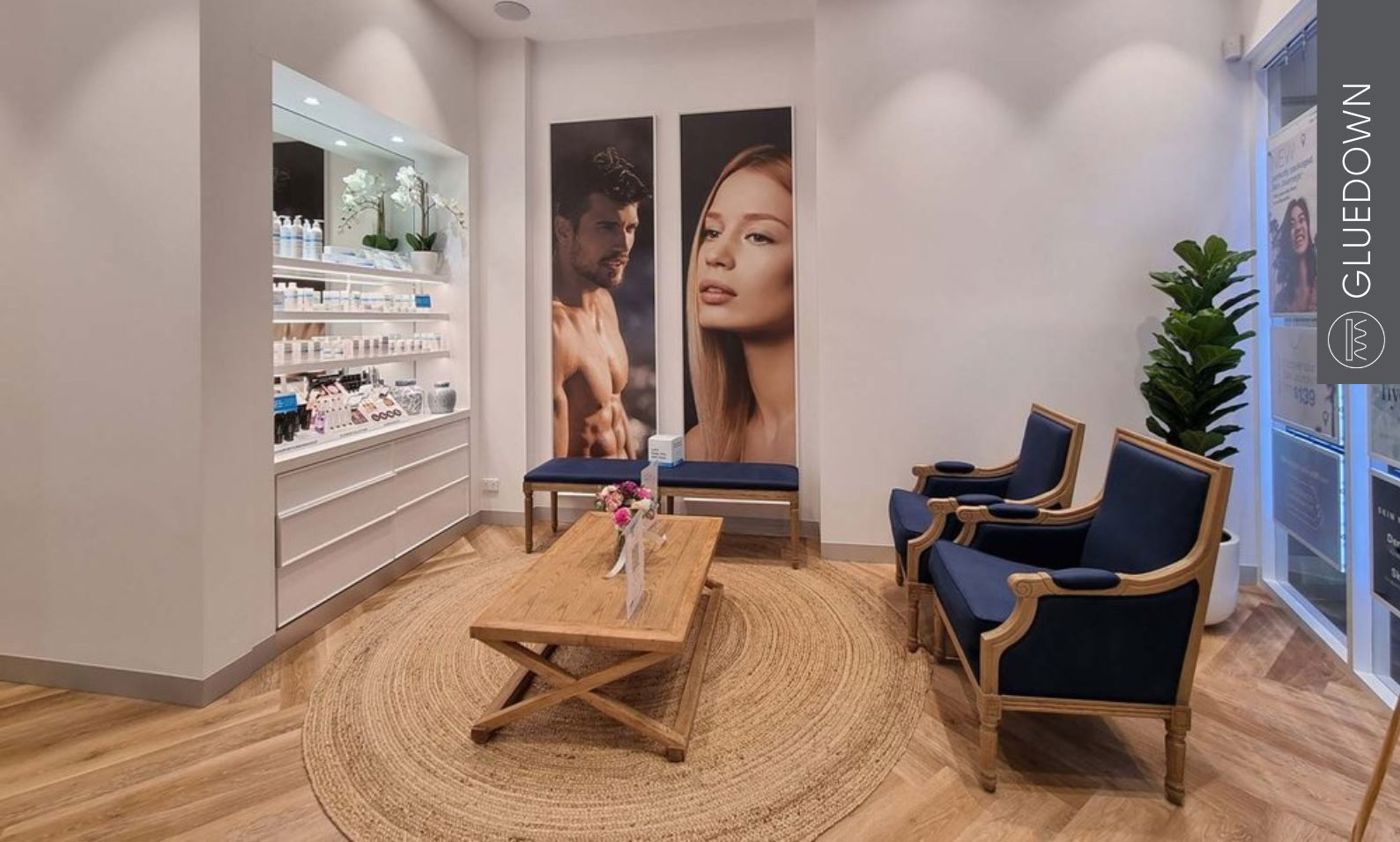 Gluedown wood look LVT applied in clinics