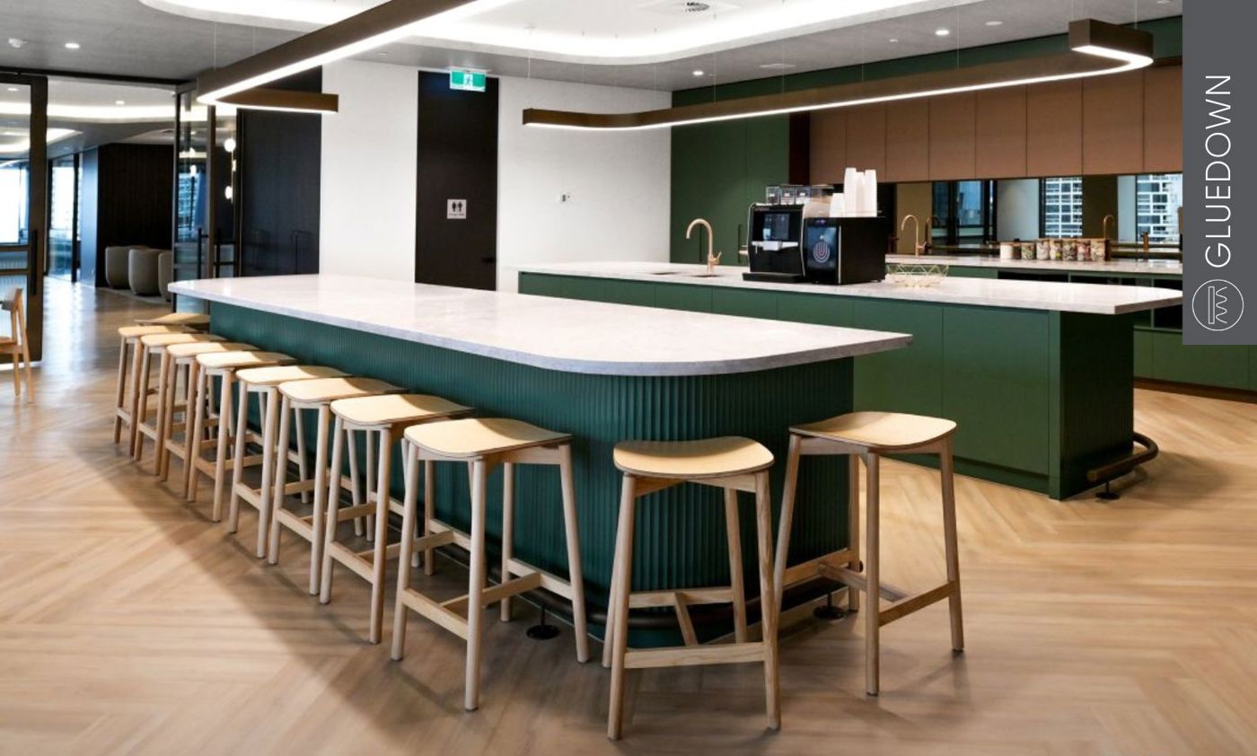 Wood look vinyl planks in a corporate office