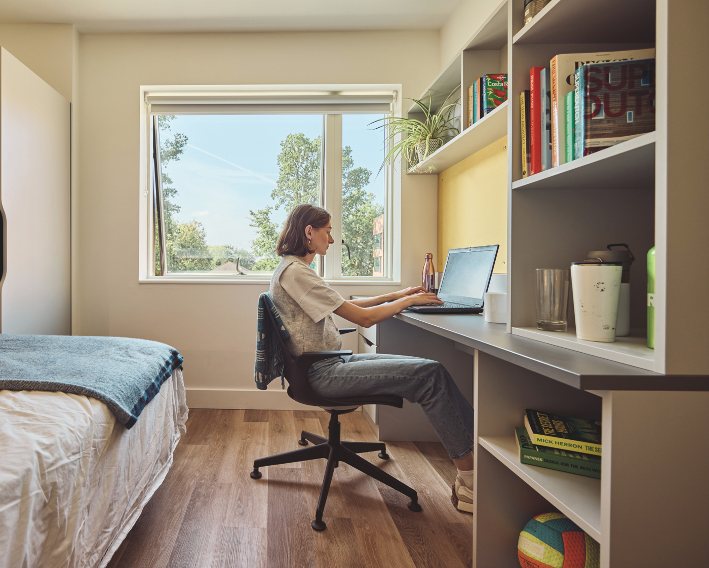 Karndean Commercial Pale Limed oak LVT wood flooring in student accommodation living rooms