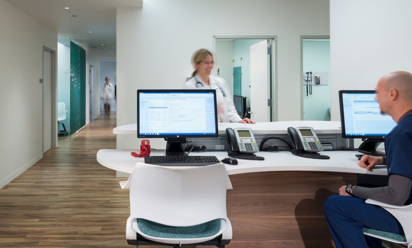 Weathered Elm floors from the Opus collection in the UCLA Medical Clinic