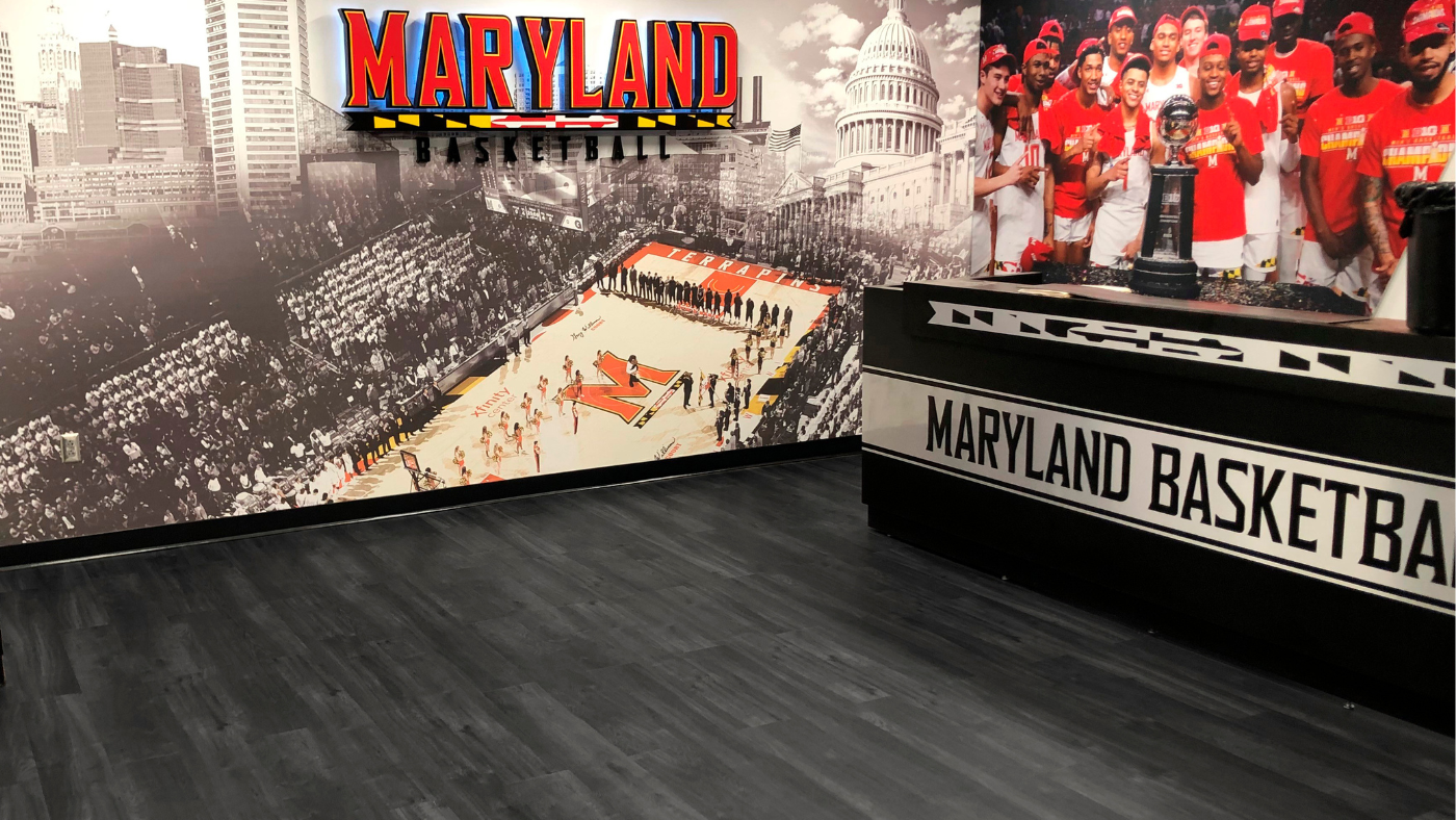 Ebony lvp floors from the Van Gogh collection in the athletics department at the University of Maryland