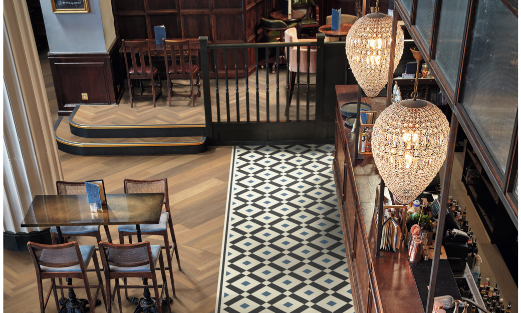 Karndean Commercial LVT flooring from the Heritage and Van Gogh collections laid in a restaurant