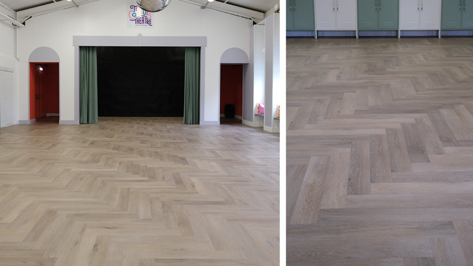 Karndean commercial flooring in 2 different rooms with different colours