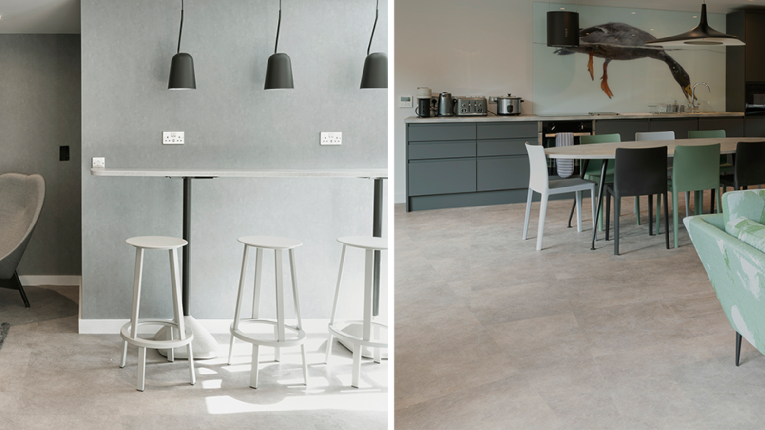 Karndean commercial flooring in student accomodation kitchen