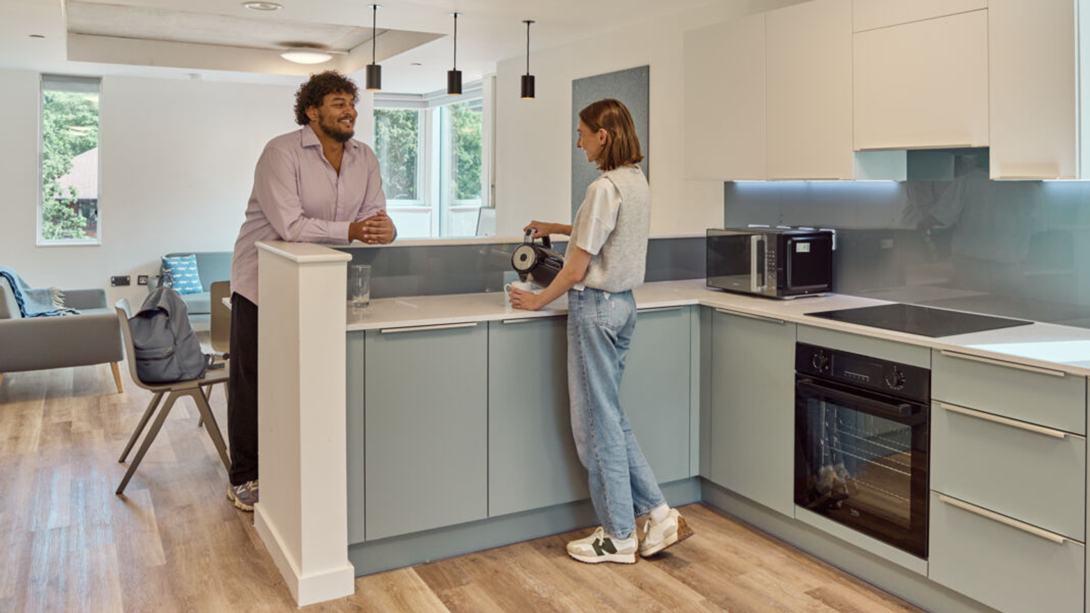 Oxford Brookes University student accommodation Karndean Commercial Knight Tile rigid core wooden flooring in a shared kitchen