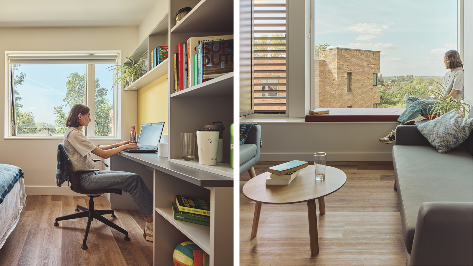 Oxford Brookes University student accommodation Karndean Commercial Knight Tile rigid core wooden flooring in a student berdoom