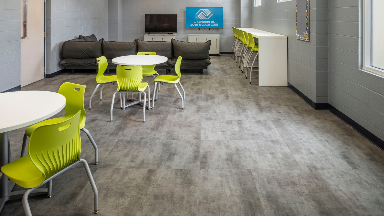 Vermont LooseLay lvt in the renovated activity room at the Boys & Girls Club