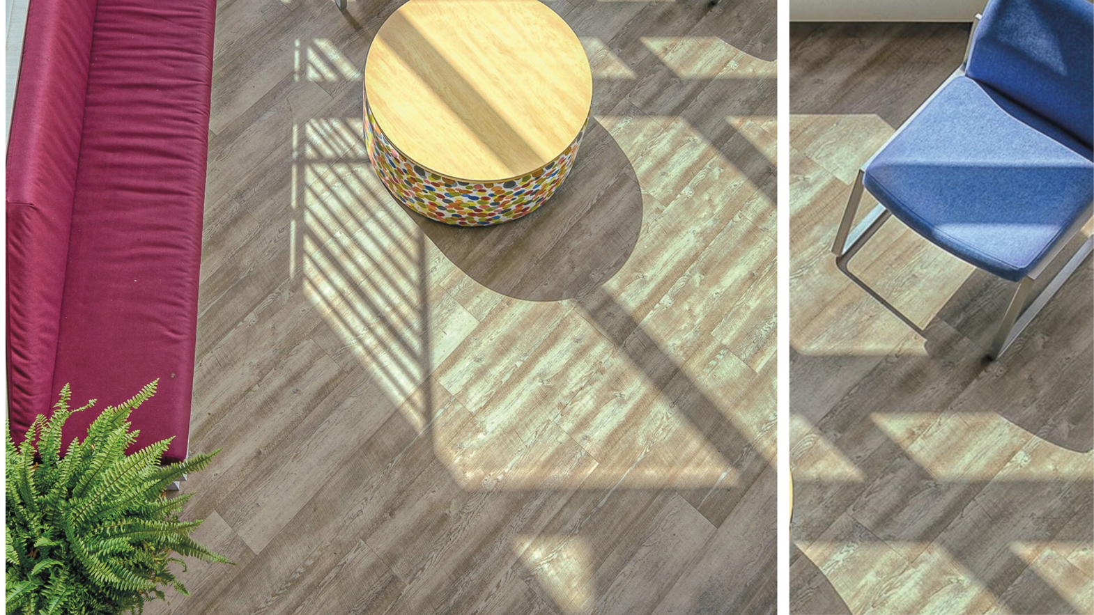 Magna WP413 lvt floors in the mezzanine at St. Edmund's Academy; Opus collection