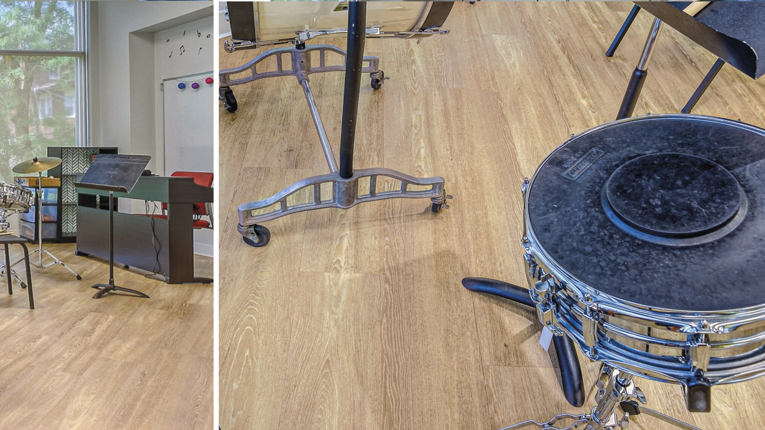 St. Edmund's music room features new Niveus WP411 lvt floors from the Opus collection