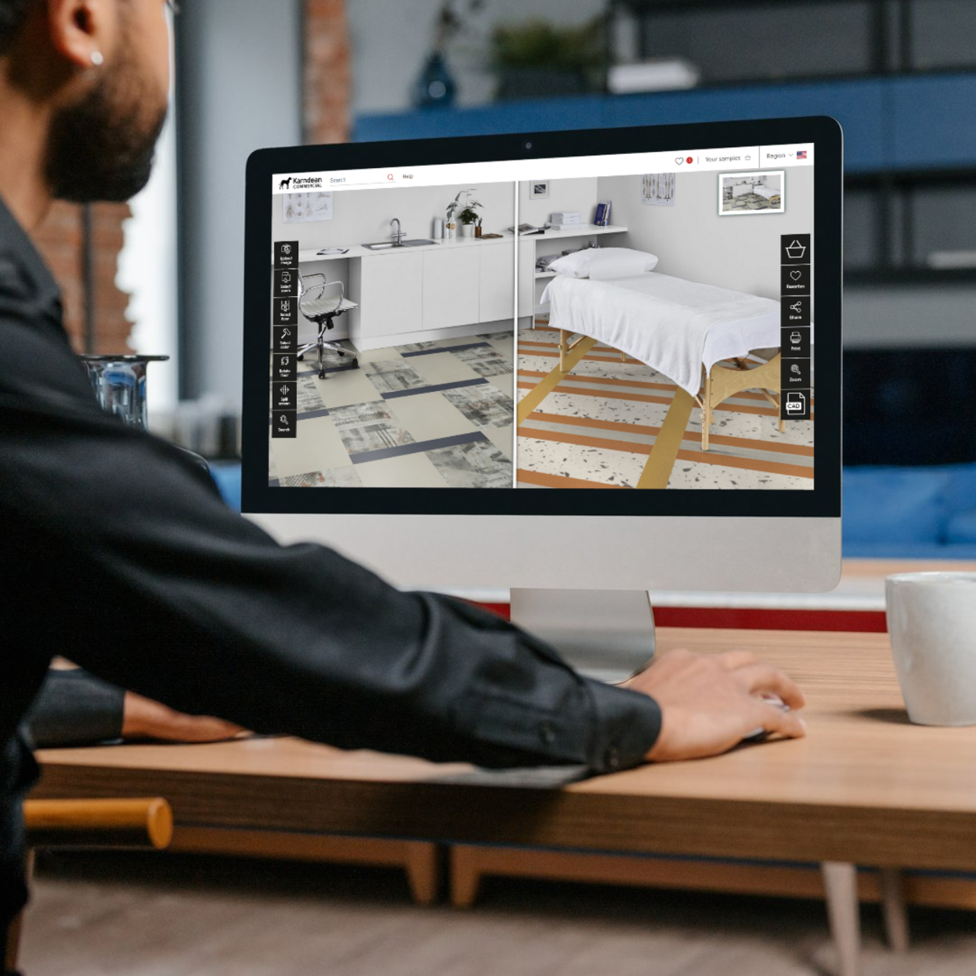 Man using commercial Floorstyle on a desktop computer
