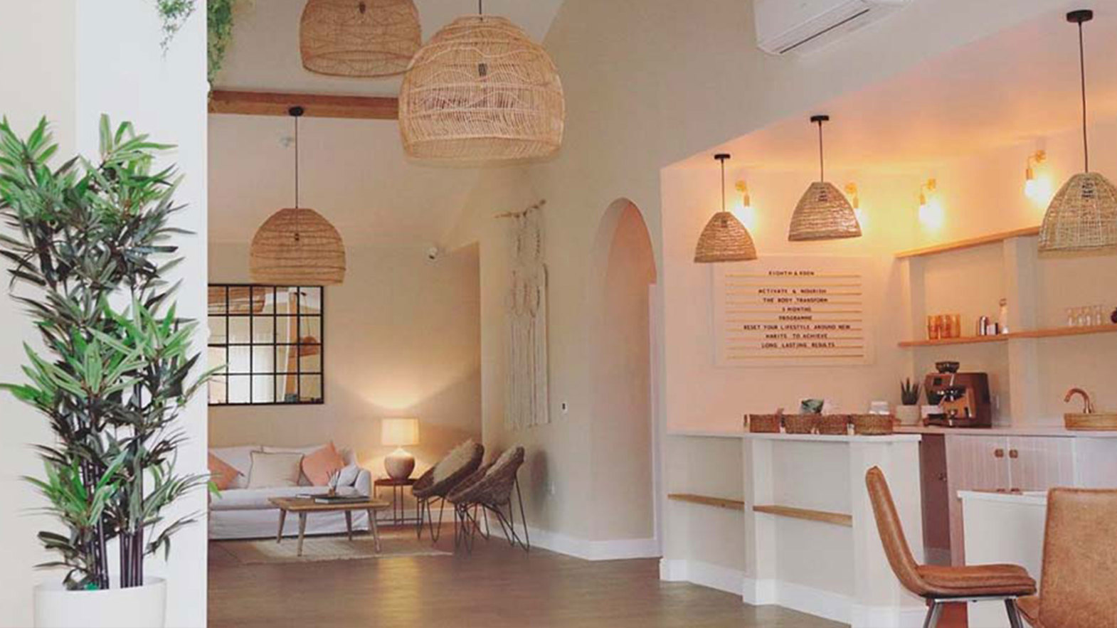 Biophillic design commercial LVT flooring in a spa