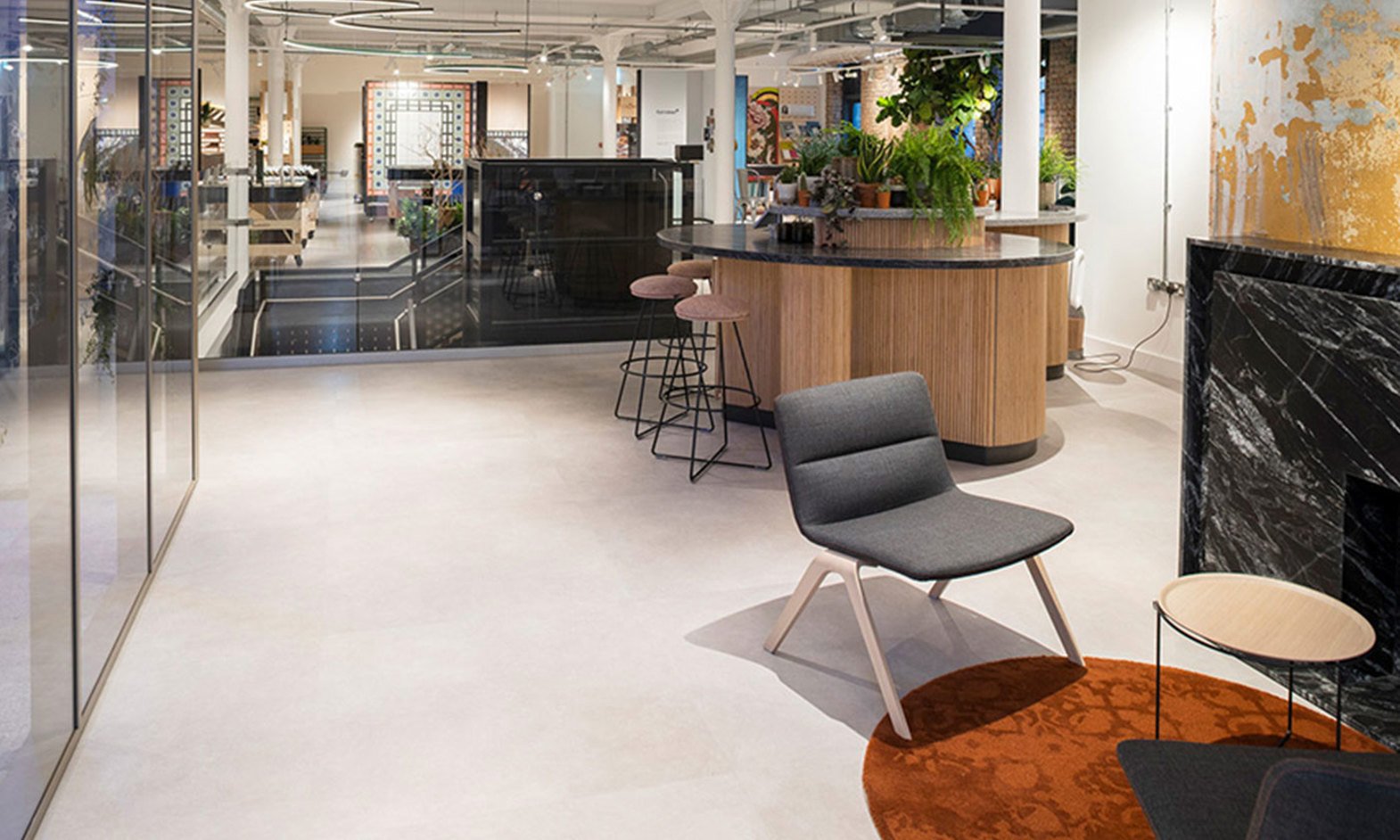 Karndean LVT grey flooring in our new commercial showroom