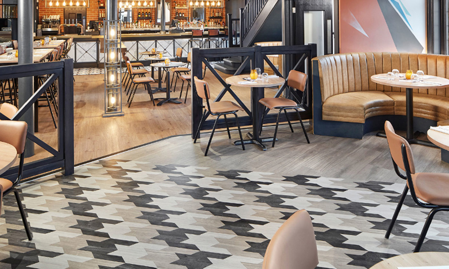 Karndean commercial flooring in a restaurant