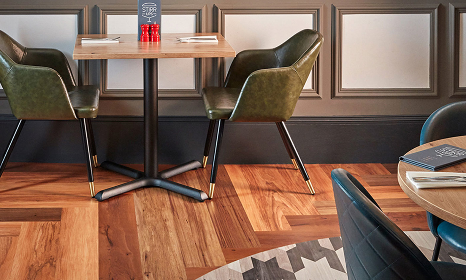 Karndean commercial wooden flooring in a resteraunt