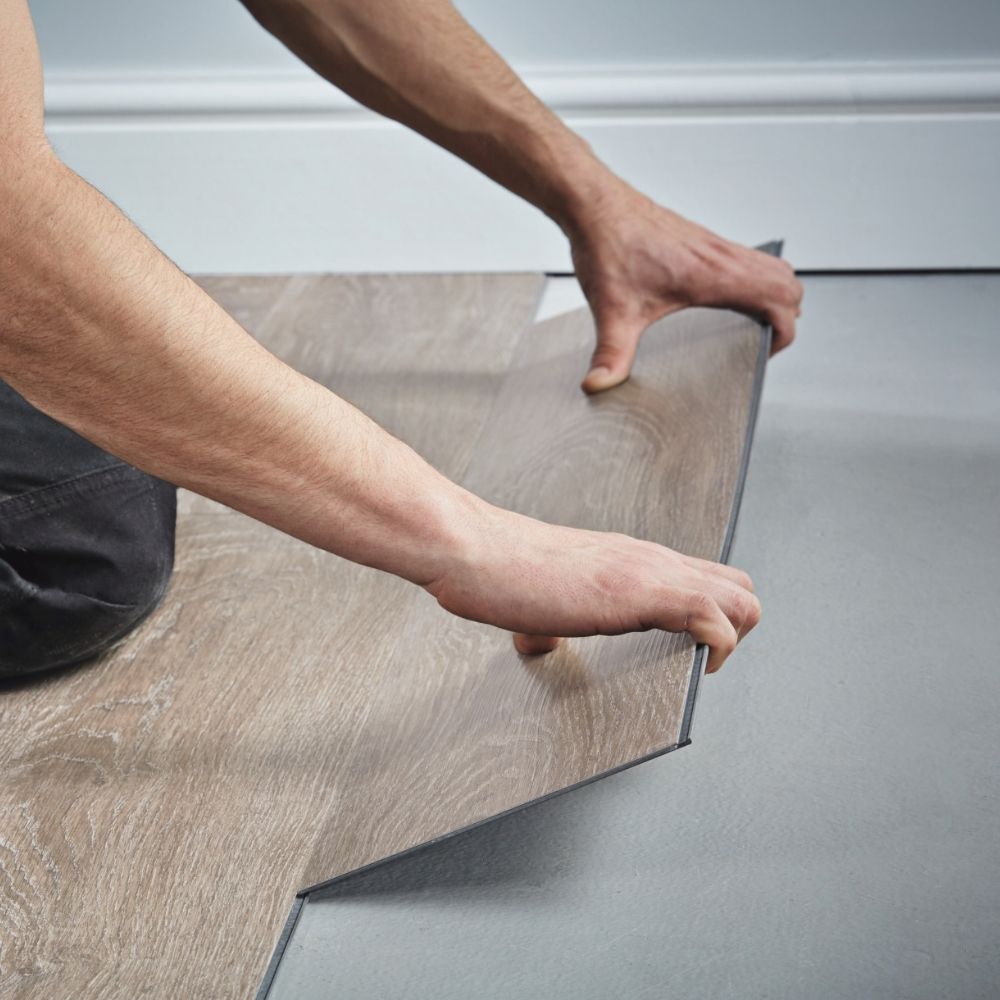 Rigid core being installed