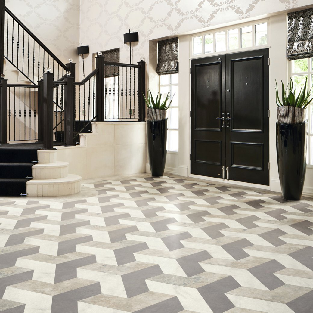 Karndean pennon abstract flooring from the Kaleidoscope collection in a hallway