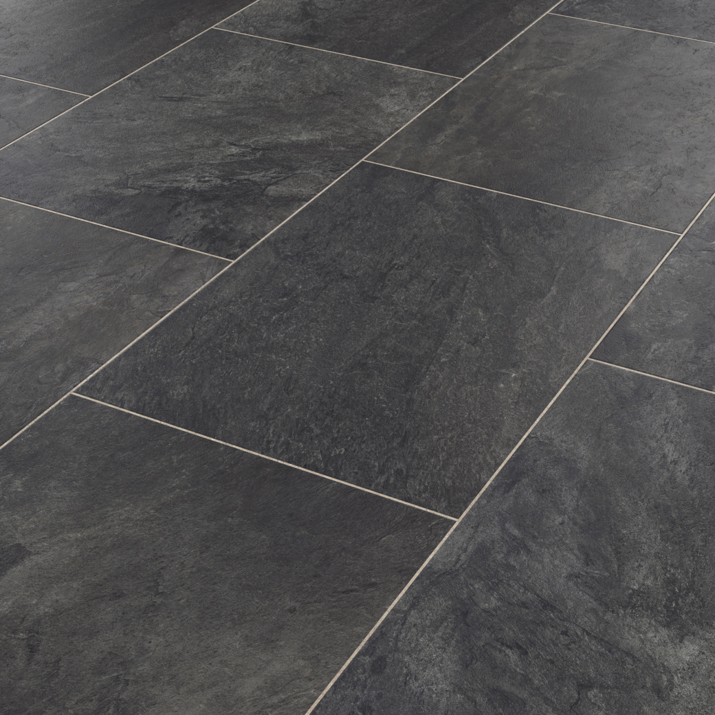 Art Select Canberra black LVT flooring laid at an angle