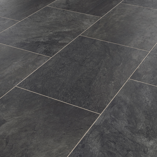 Art Select Canberra black LVT flooring laid at an angle