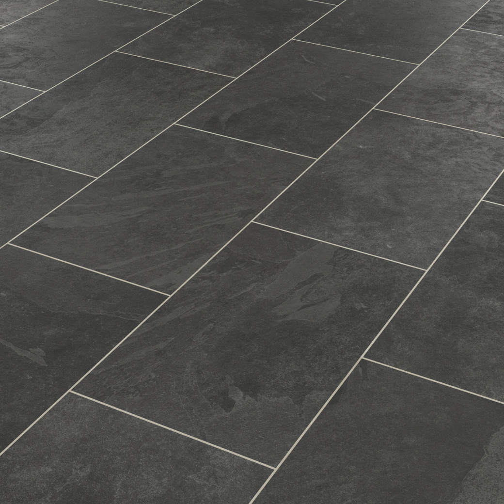 Knight Tile Black Riven Slate black LVT flooring