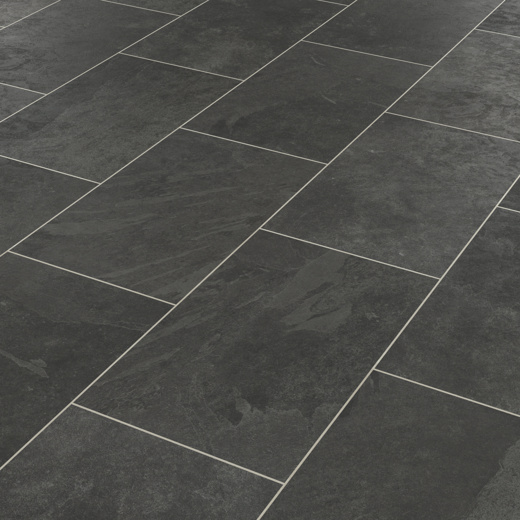 Knight Tile Black Riven Slate black LVT flooring