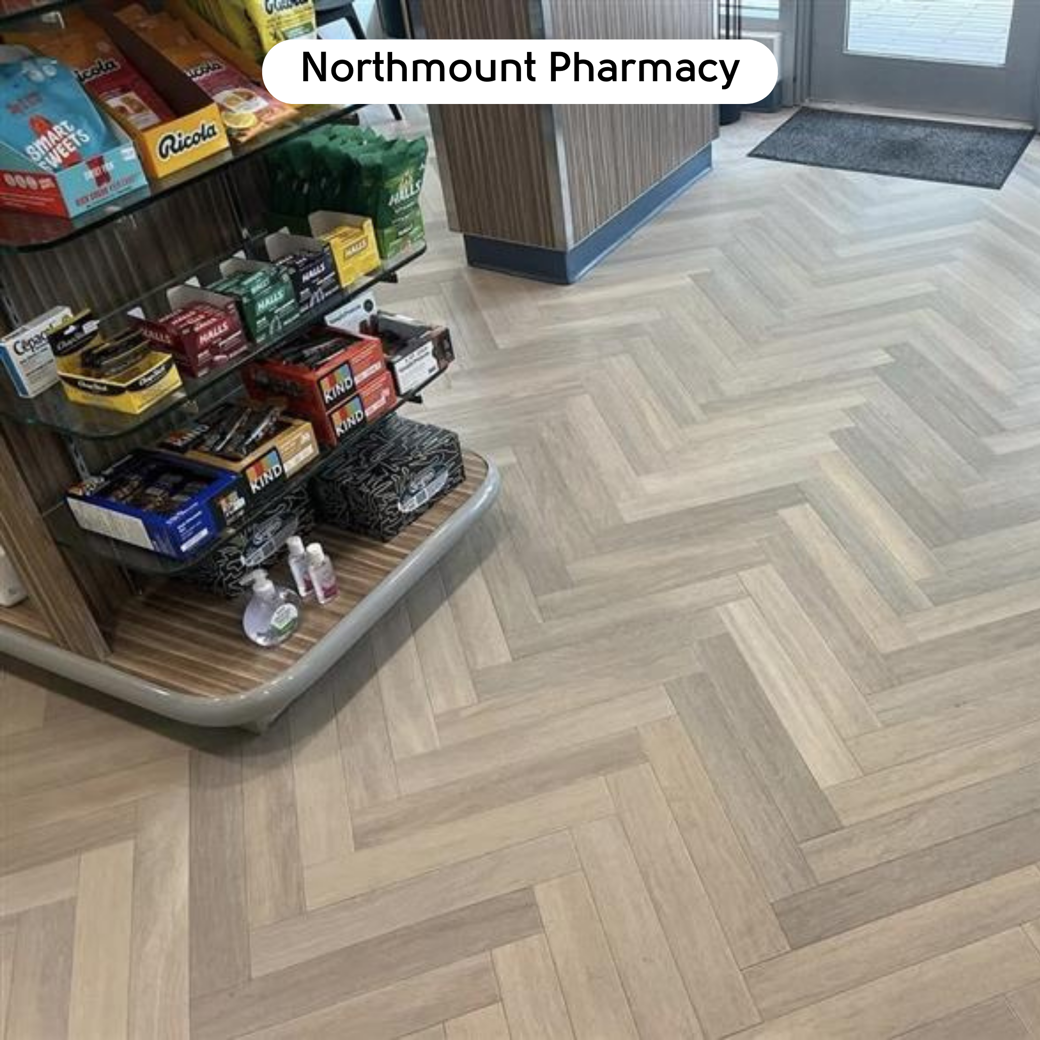 Glacier Oak SM-RL21-28 herringbone floors in Northmount Pharmacy
