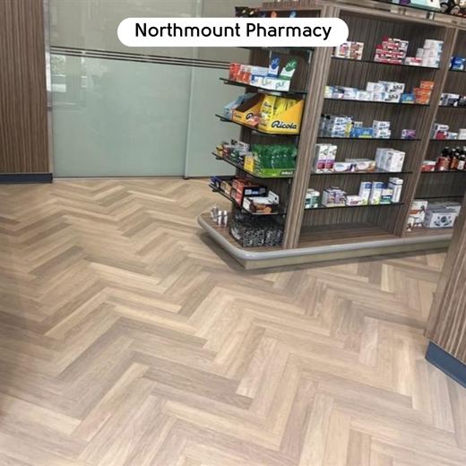 Glacier Oak SM-RL21-28 herringbone floors in Northmount Pharmacy