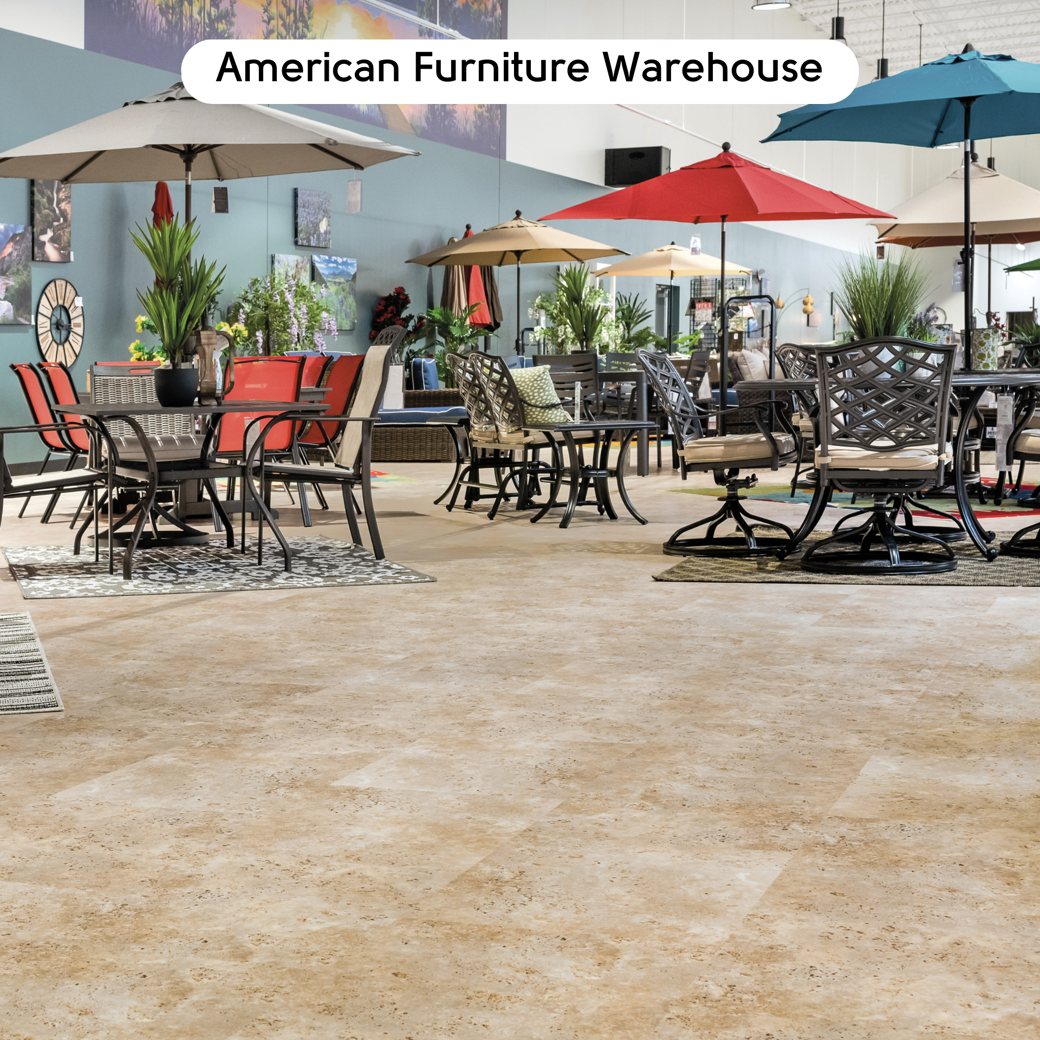 Indiana LLT202 lvt floors in the patio section of American Furniture Warehouse