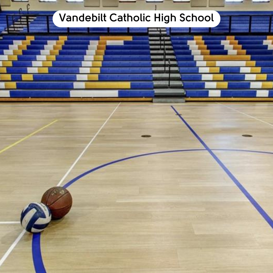 Natural Prime Oak VGW115T floors in the gym at Vanderbilt Catholic High School