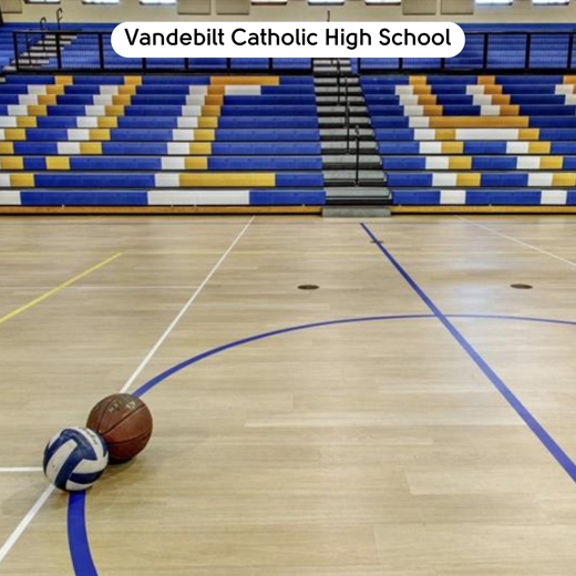Natural Prime Oak VGW115T floors in the gym at Vanderbilt Catholic High School