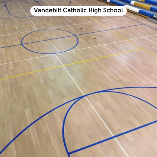 Natural Prime Oak VGW115T floors in the gym at Vanderbilt Catholic High School